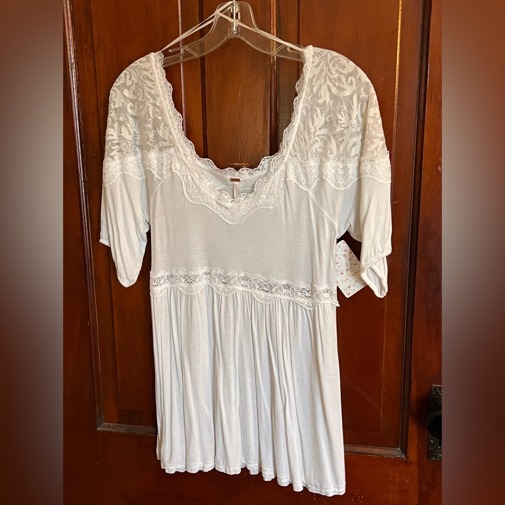 Free People White Lace Top